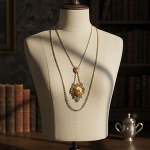 Vintage Victorian-inspired Cameo bolo necklace.